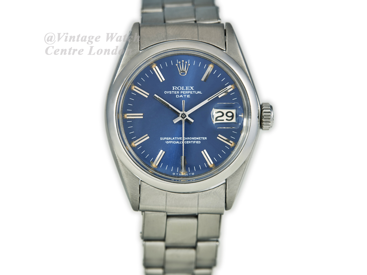 Rolex Oyster Perpetual Date Ref.1500 1967 Blue Dial Vintage Watch Centre