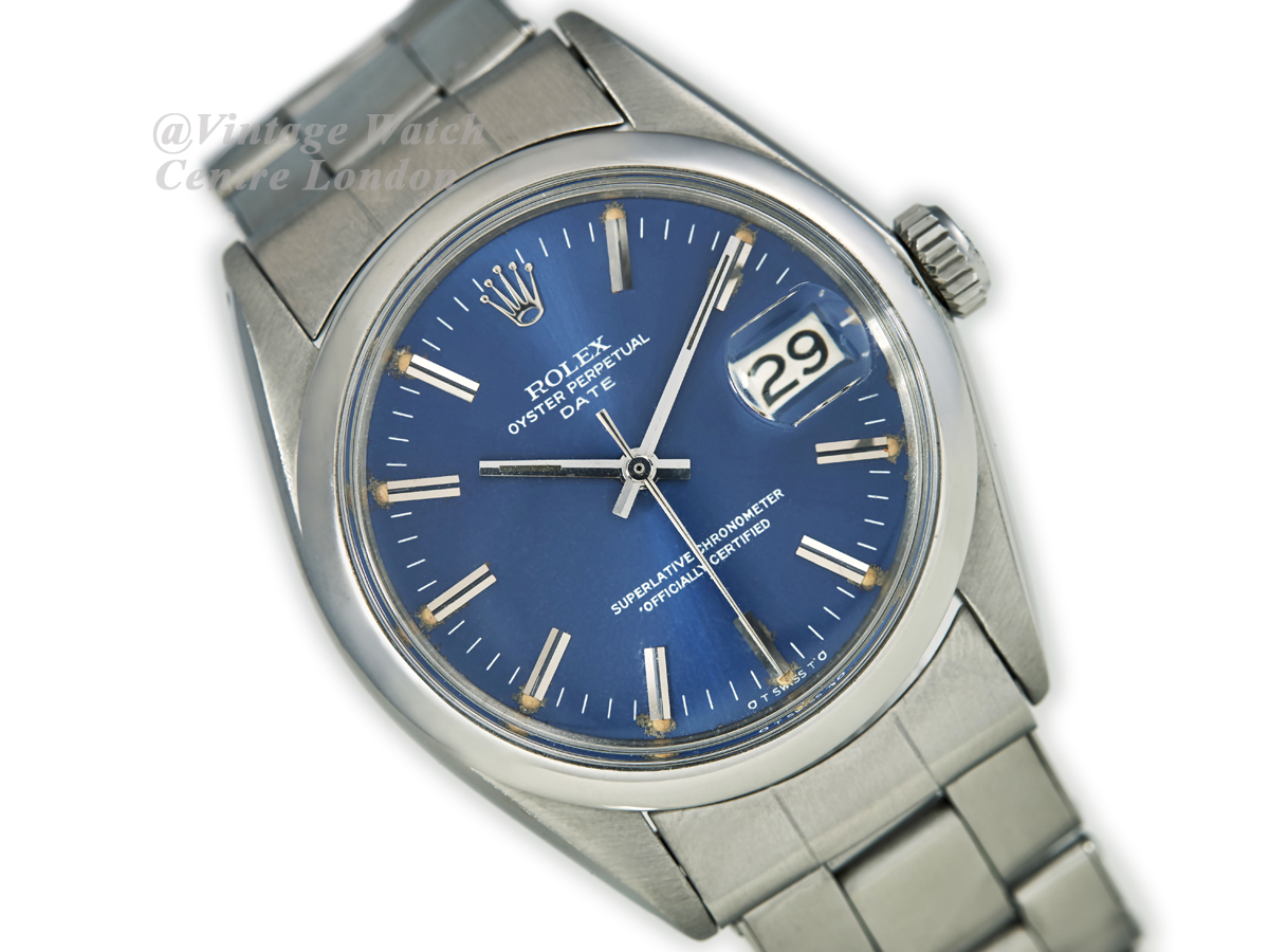 affjedring binær to Rolex Oyster Perpetual Date Ref.1500 1967 Blue Dial | Vintage Watch Centre
